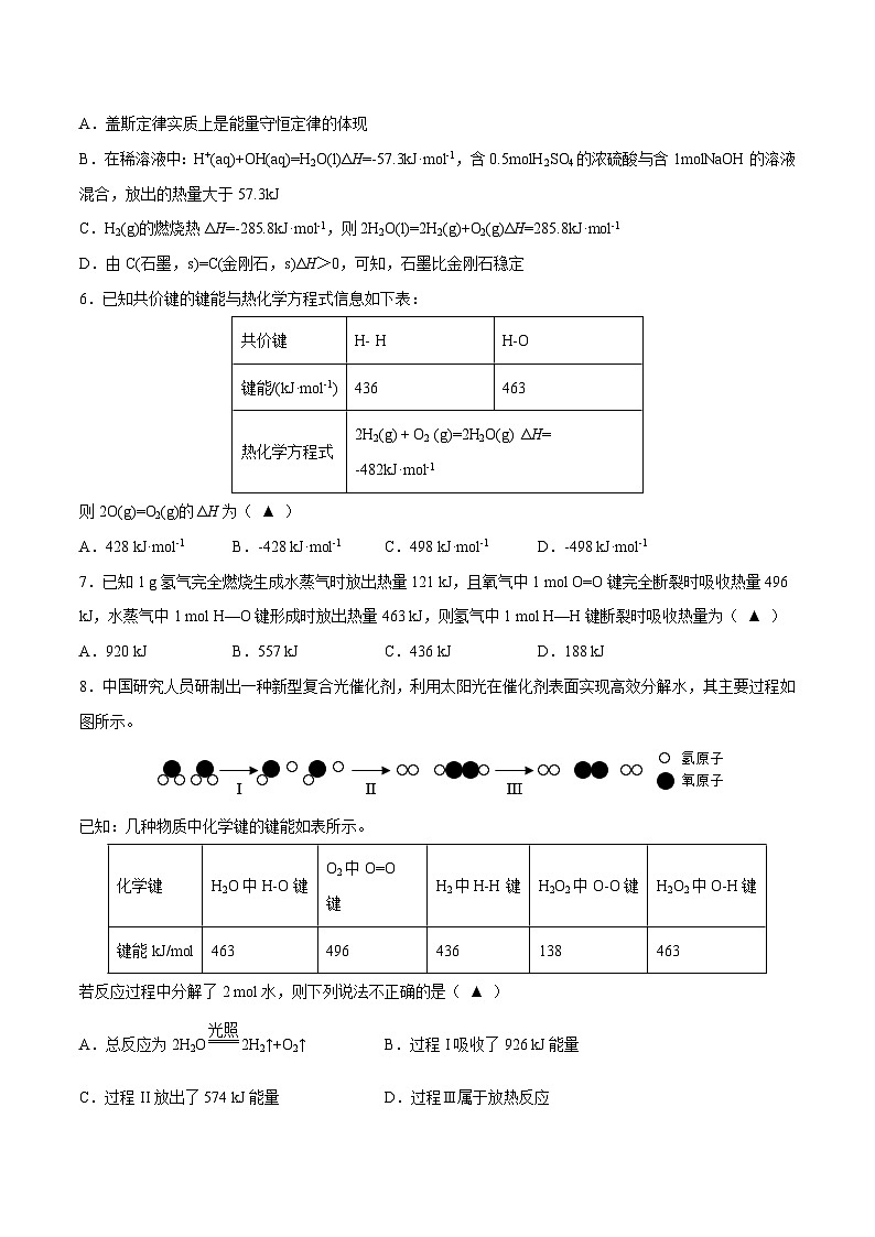 第1章 化学反应的热效应单元测试-高二化学同步讲与练(人教选择性必修1)02