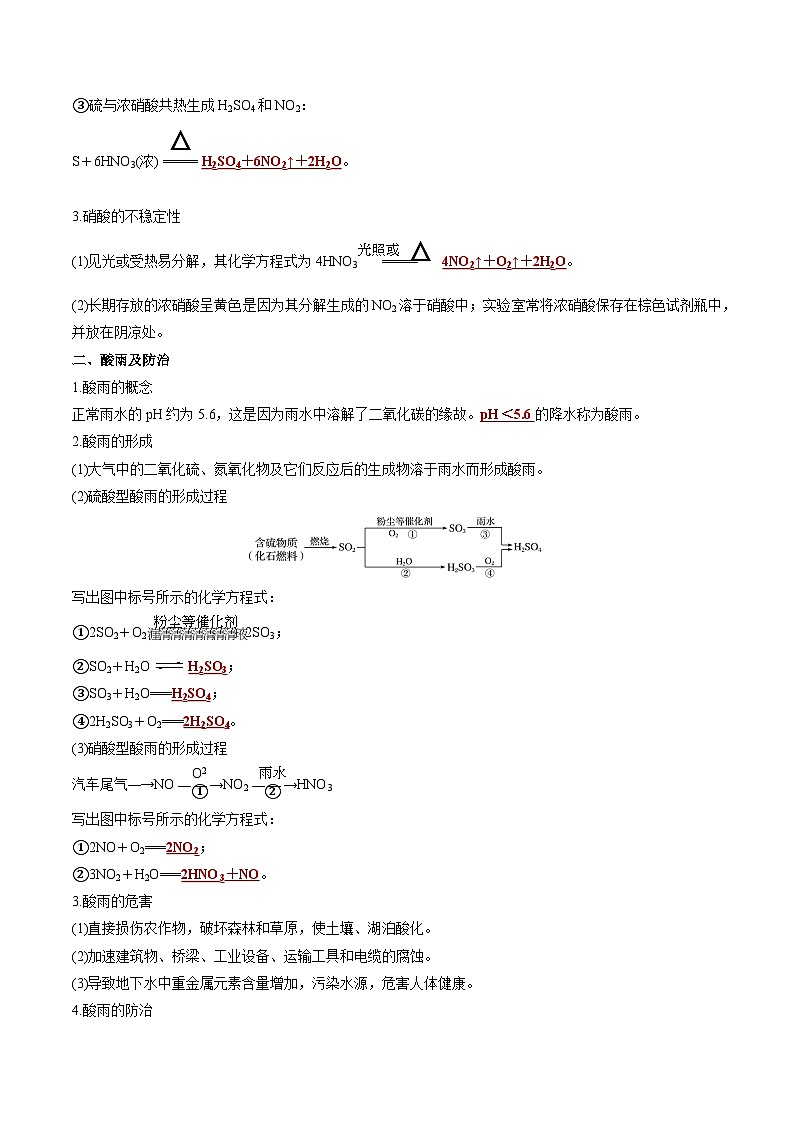 第5章 第2节 第4课时 硝酸与酸雨及防治-高一化学同步讲与练（人教版必修第二册）02