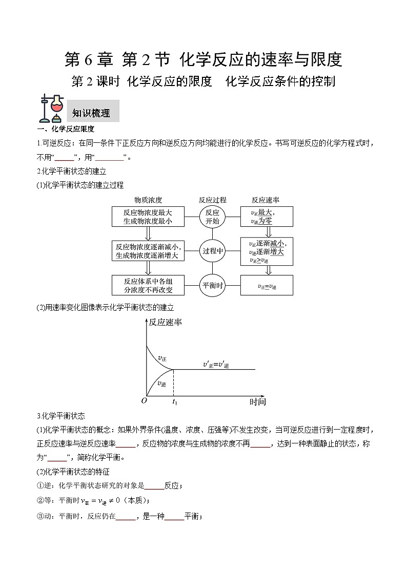 第6章 第2节 第2课时 化学反应的限度　化学反应条件的控制-高一化学同步讲与练（人教版必修第二册）01