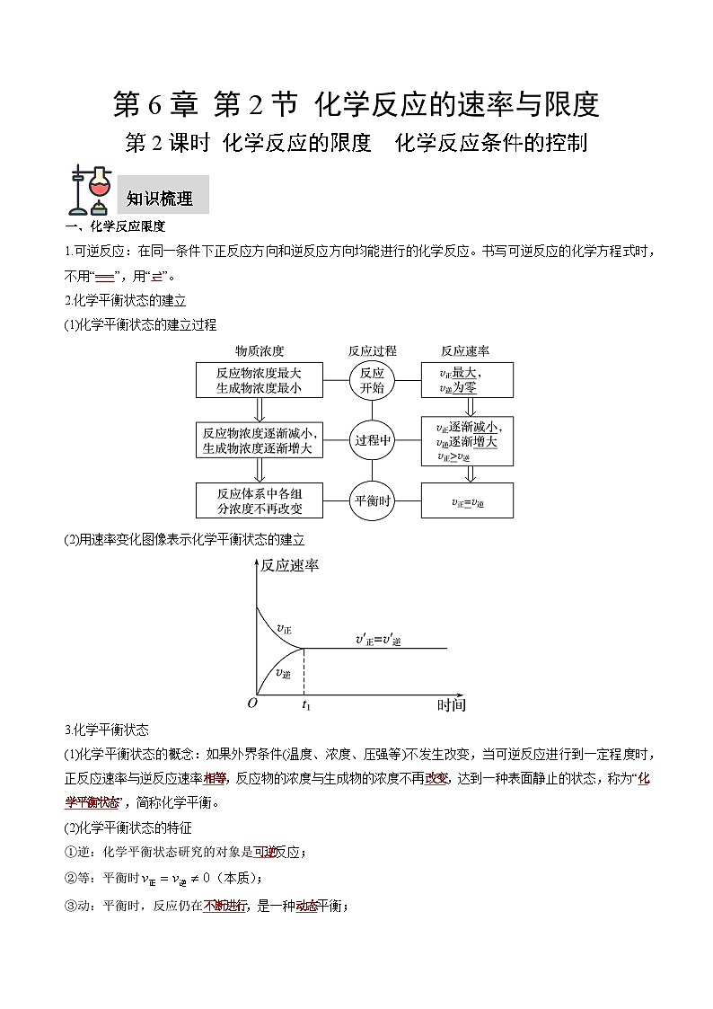 第6章 第2节 第2课时 化学反应的限度　化学反应条件的控制-高一化学同步讲与练（人教版必修第二册）01