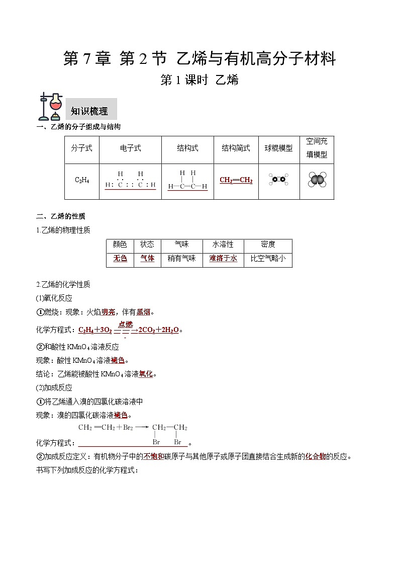 第7章 第2节 第1课时 乙烯（解析版）第1页