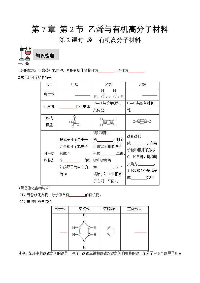 第7章 第2节 第2课时 烃　有机高分子材料（原卷版）第1页