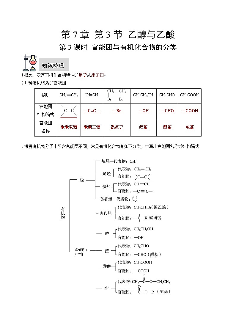 第7章 第3节 第3课时 官能团与有机化合物的分类（解析版）第1页