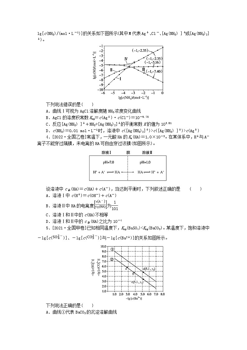 统考版2024高考化学二轮专题复习第一部分高考选择题专项突破题型8平衡原理在电解质溶液中的应用教师用书第2页