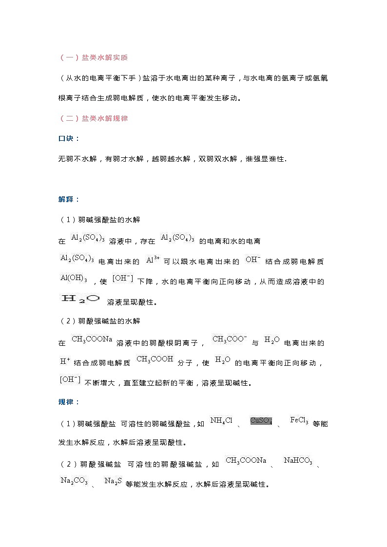 高中化学复习资料：《盐类的水解》知识点详解第1页