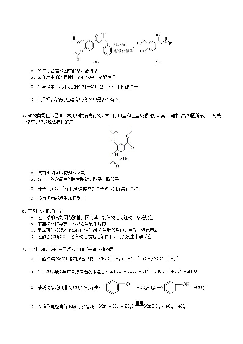 3.4.3  胺  酰胺（原卷）- 2022-2023学年高二化学同步备课系列（人教版2019选择性必修3）第2页