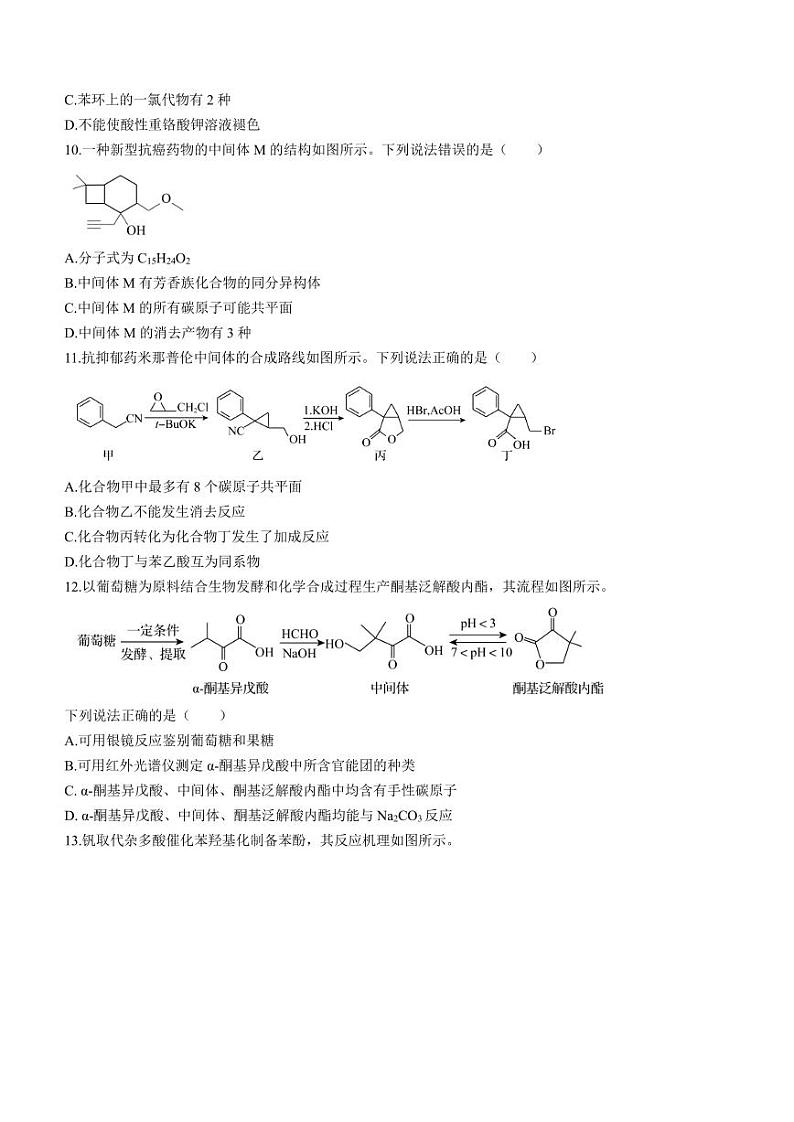 河北部分学校2024届高三上学期六调考试化学试题+答案第3页