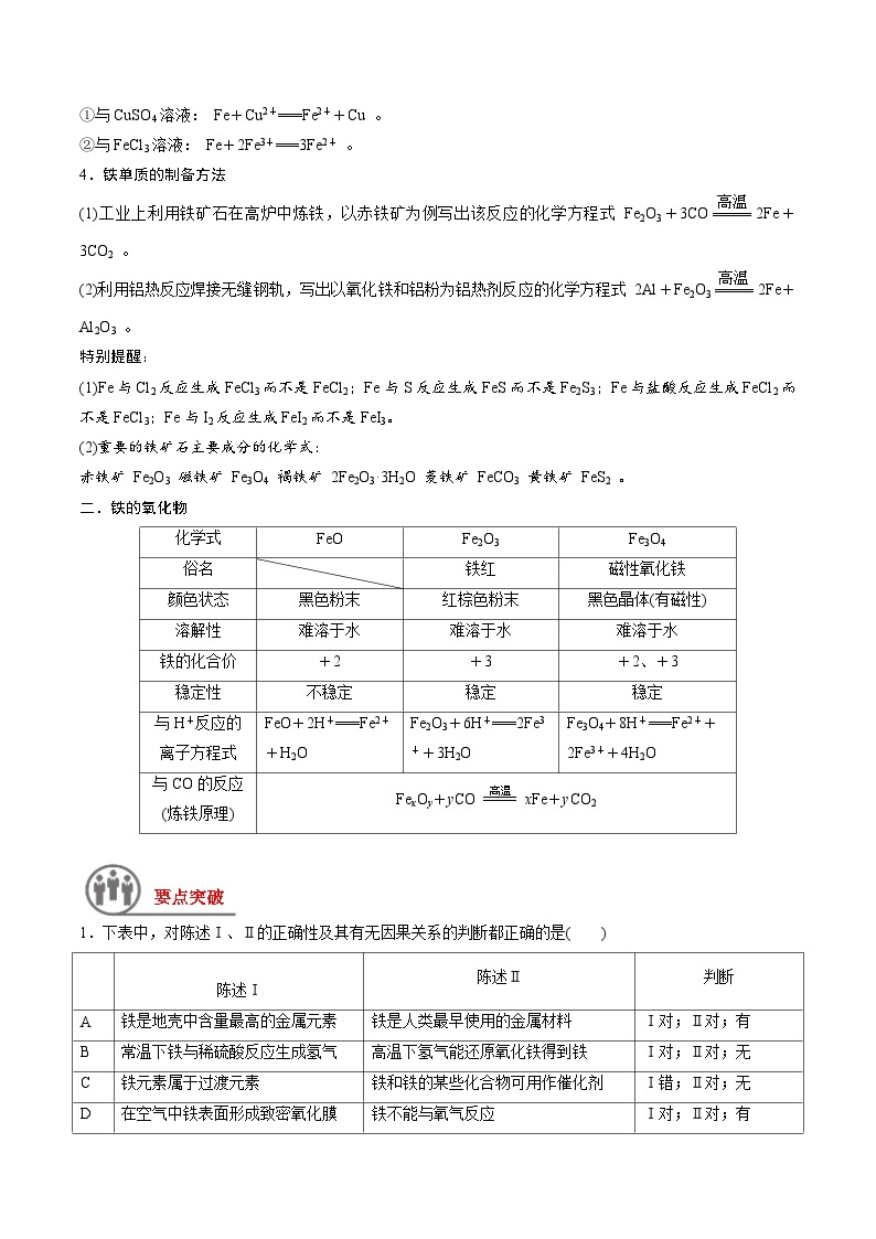 第11讲 铁及其重要化合物-【高效备考】2024年高考化学一轮复习讲义+分层练习02