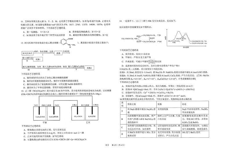 浙江省2023_2024高三化学上学期10月强基联考试题第2页