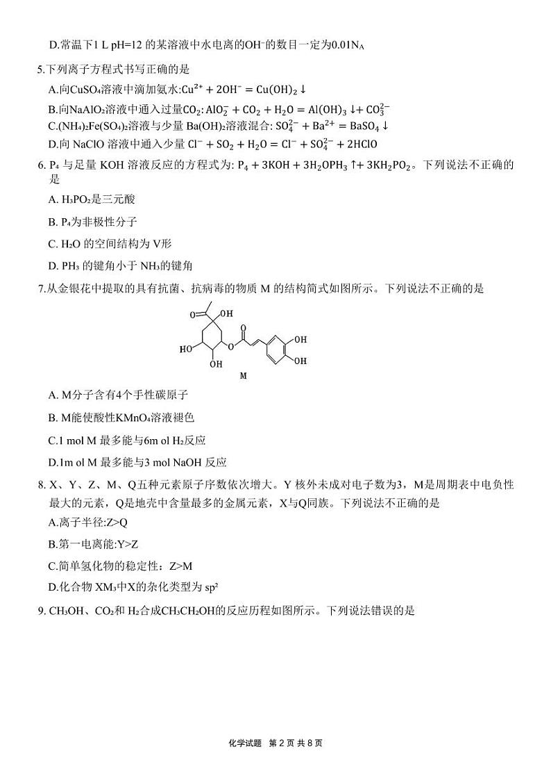 重庆市2023_2024高三化学上学期第二次质量检测试题第2页