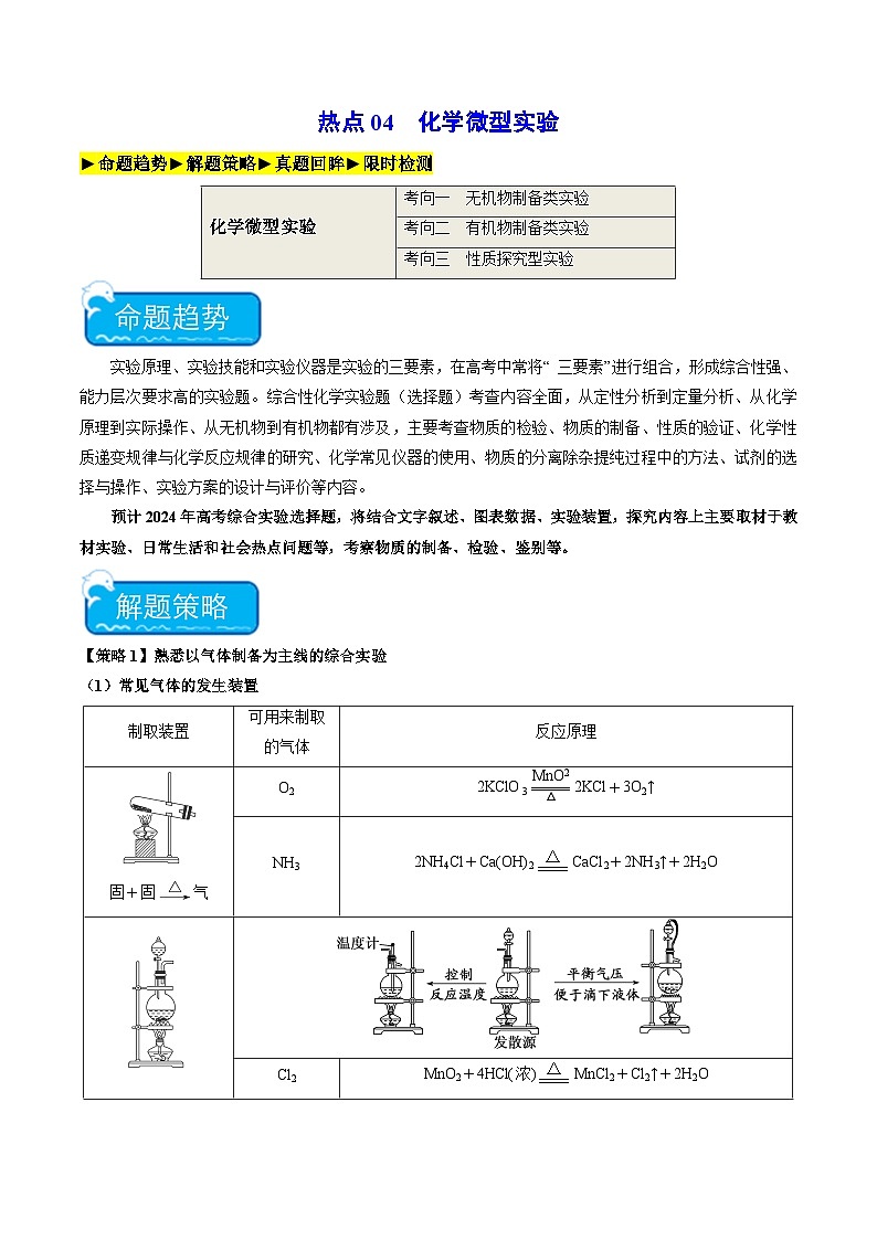 热点04 化学微型实验-2024年高考化学【热点·重点·难点】专练（新高考专用）（解析版）第1页