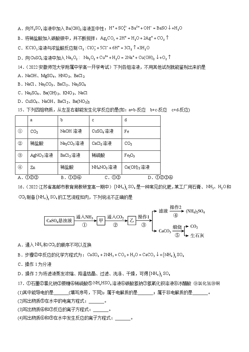 1.2.2 离子反应（精准练习）-高一化学同步学习高效学讲练（人教版必修第一册）03