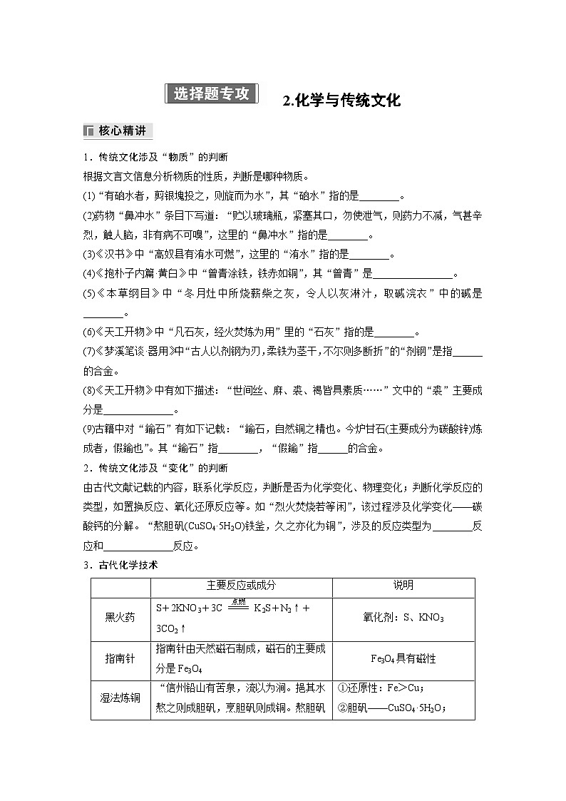 专题二　选择题专攻　2.化学与传统文化第1页