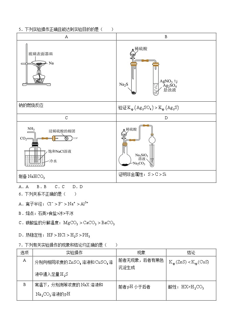 湖南省长沙市部分中学2023-2024学年高三下学期2月月考化学试题第2页
