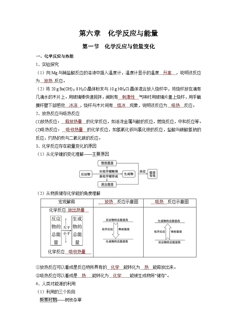 化学必背知识手册分类第六章  化学反应与能量 -【知识手册】（人教版必修第二册）（教师版）7第1页