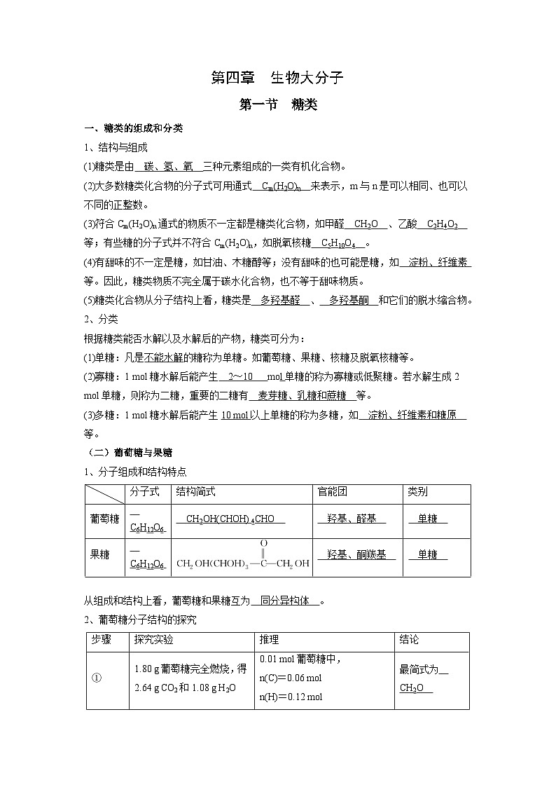 化学必背知识手册分类第四章 生物大分子-【知识手册】（人教版选择性必修3）（教师版）15第1页