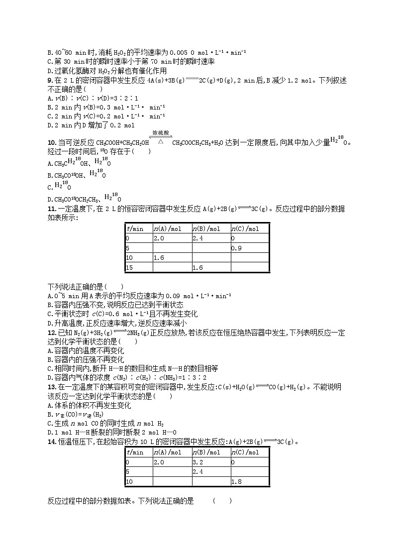 2024高考化学基础知识综合复习优化集训试题13化学反应的速率与限度第2页