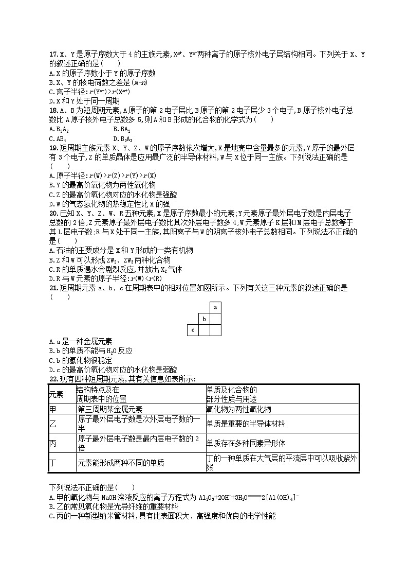 2024高考化学基础知识综合复习阶段检测卷2物质结构元素周期律第3页