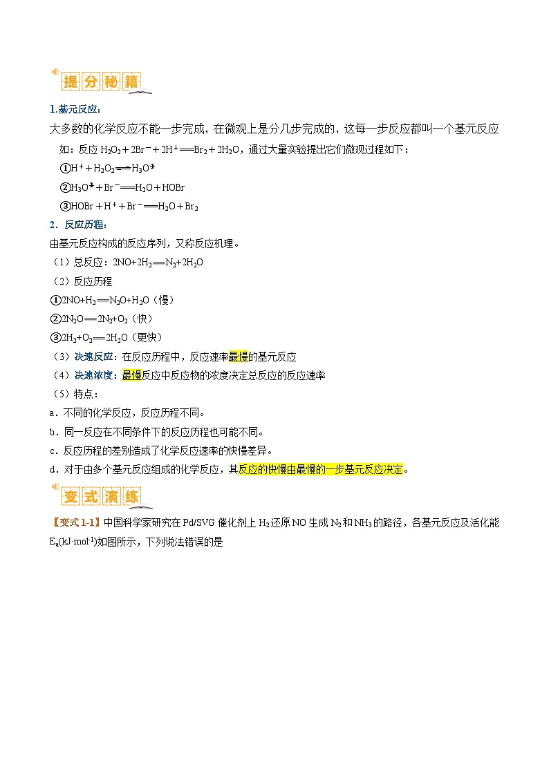 题型10 反应微观机理分析 速率方程及其应用-2024年高考化学二轮热点题型归纳与变式演练（新高考通用）02