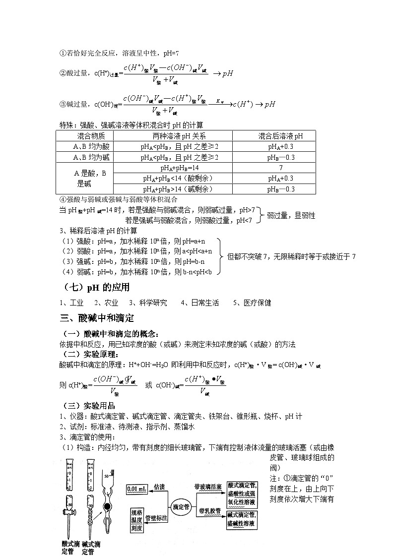 3.2 水的电离和溶液的pH 基础知识讲义 人教版（2019）高中化学选择性必修一第3页