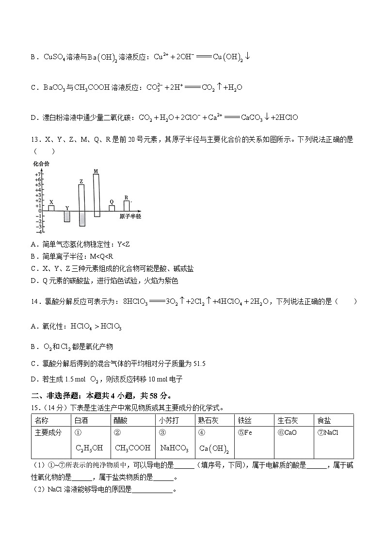 河南省许昌市2023-2024学年高一上学期2月期末教学质量检测化学试题03