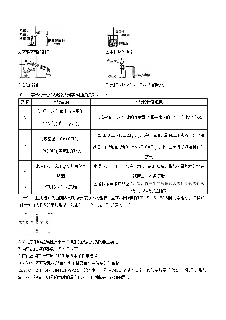 陕西省咸阳市2024届高三一模考试化学试题03