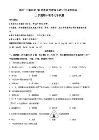 浙江省“七彩阳光”新高考研究联盟2023-2024学年高一上学期期中化学试卷（Word版附解析）