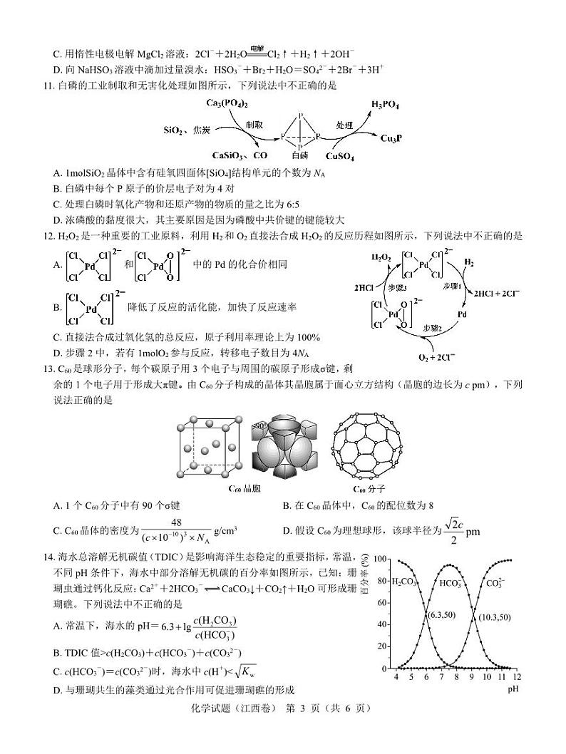 江西省名校教研联盟2024届高三下学期2月开学考试 化学第3页