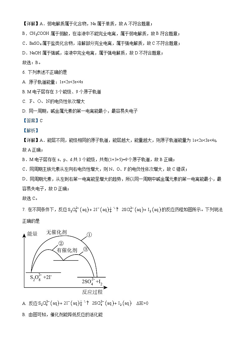 湖南省岳阳市六校联考2023-2024学年高二上学期期末考试化学试题 Word版含解析第3页