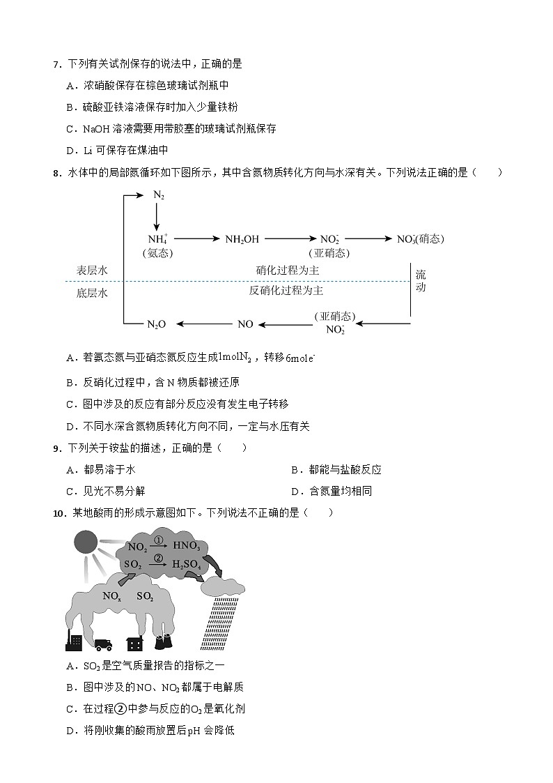 5.2 氮及其化合物 测试题 2023-2024学年高一下学期化学人教版（2019）必修第二册第2页