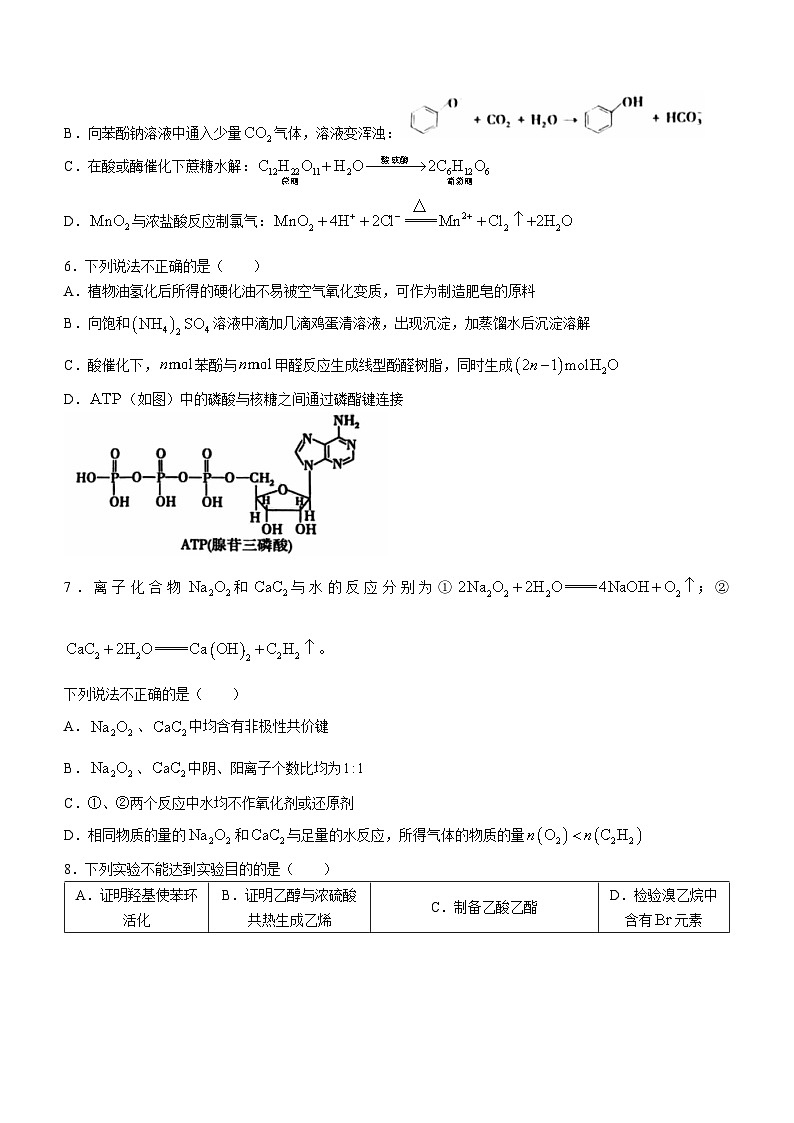 北京市朝阳区2023-2024学年高三上学期期末质量检测化学试试题02