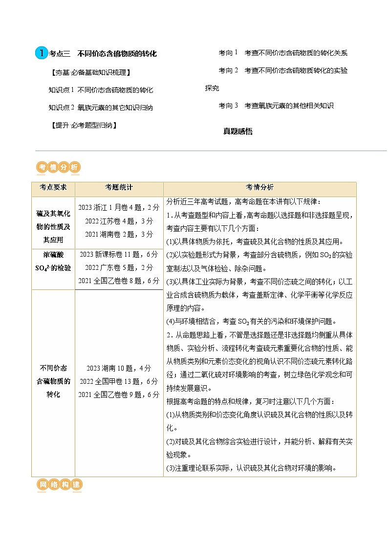 最新高考化学一轮复习【讲通练透】 第13讲 硫及其化合物（讲通）02