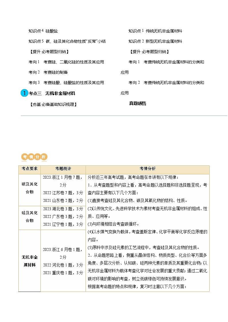 第15讲 碳、硅及无机非金属材料（讲通）（教师版）第2页