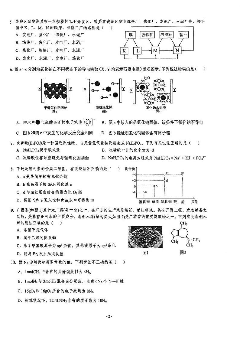 广东省广州大学附属中学2023-2024学年高三上学期1月阶段性考试（期末考试）化学试题（PDF版，含答案）第2页