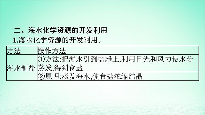 新教材同步备课2024春高中化学第8章化学与可持续发展第1节自然资源的开发利用第2课时海水资源的开发利用课件新人教版必修第二册06