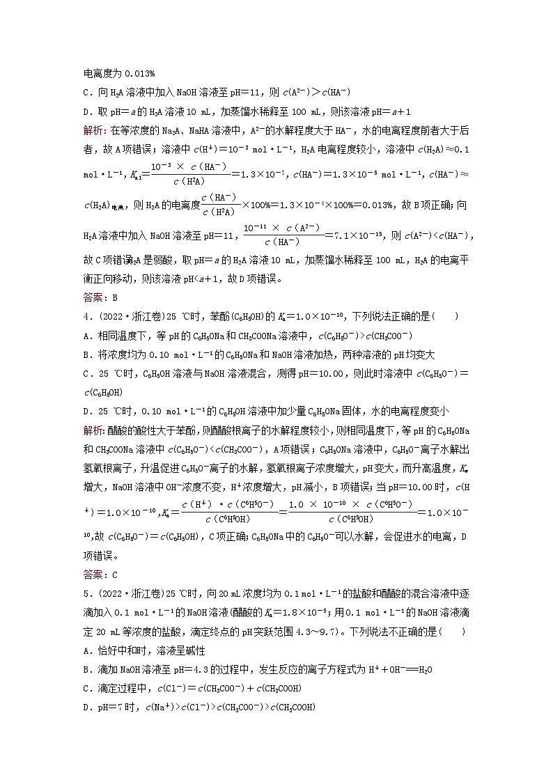 2024届高考化学一轮总复习单元质检卷8第八单元水溶液中的离子平衡第2页