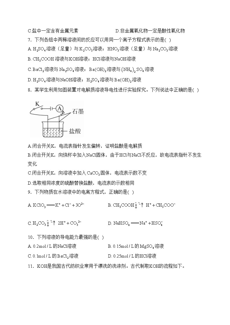 云南省红河州重点中学2023-2024学年高一上学期9月月考化学试卷(含答案)第2页