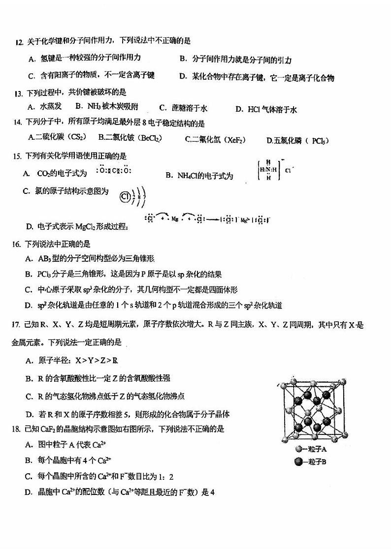2024北京十一学校高一(下)开学考化学试卷第2页