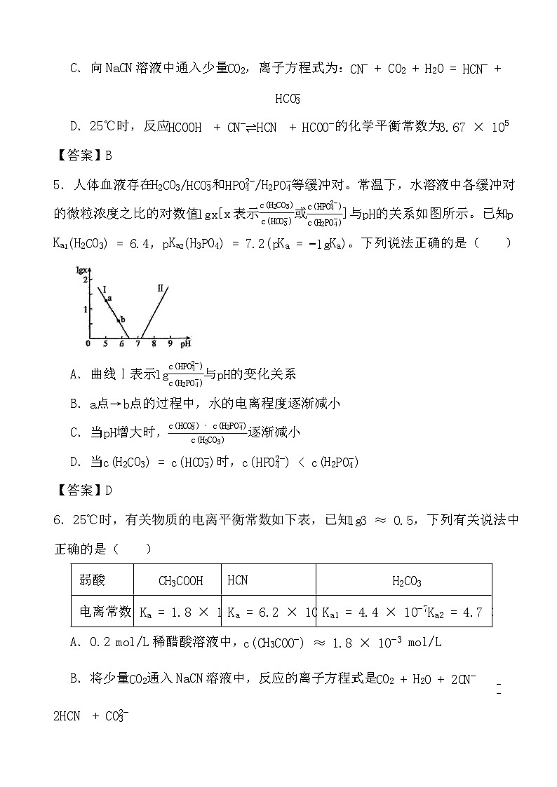 2024年高考化学三轮冲刺考前巩固专题训练24 弱电解质的电离平衡及电离平衡常数答案第3页