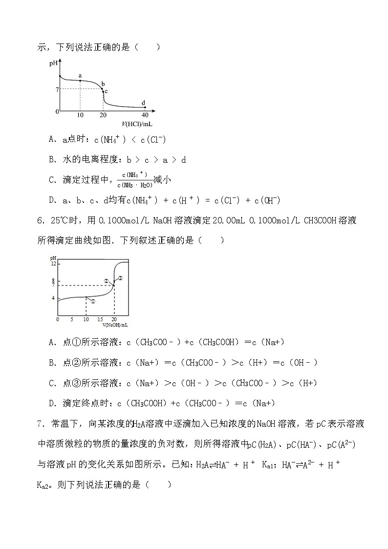 2024年高考化学三轮冲刺考前巩固专题训练25 中和滴定曲线第3页