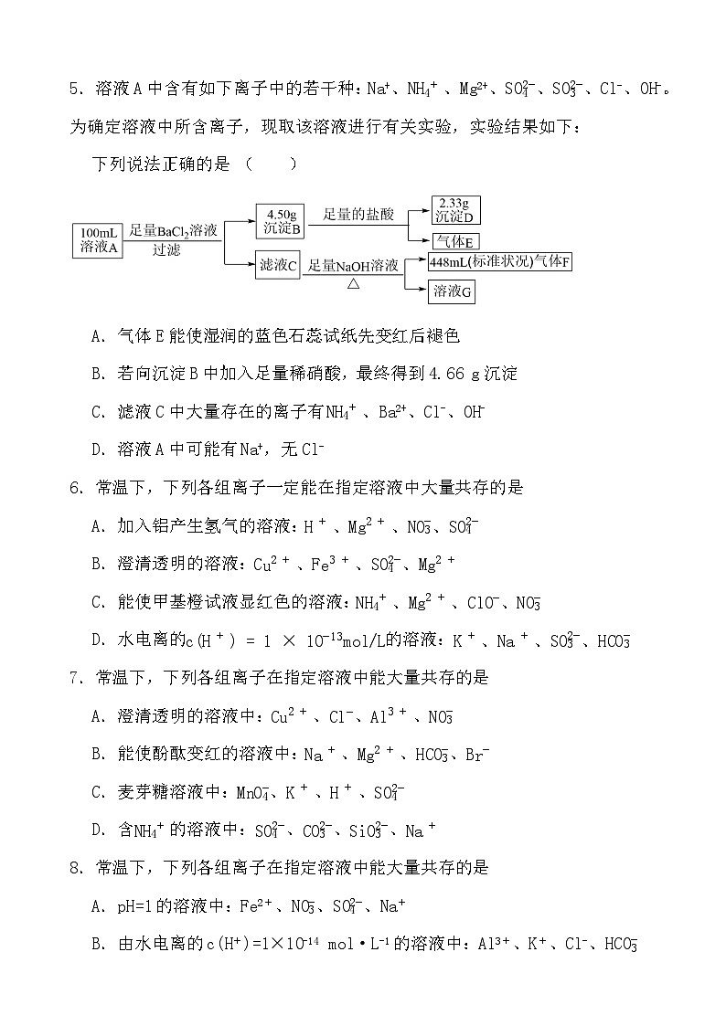 2024年高考化学三轮冲刺考前巩固专题训练28 离子共存第2页