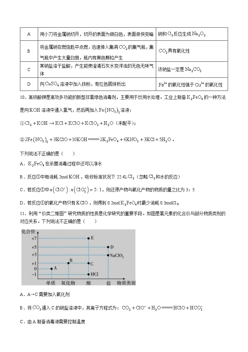 安徽省安庆市第七中学2023-2024学年高一下学期开学考试化学试题03