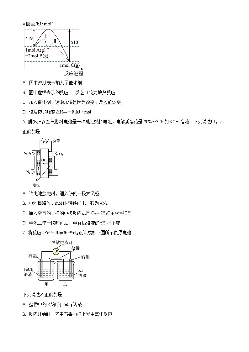 精品解析：福建省福州十五中、格致鼓山中学、教院二附中、福州铜盘中学、福州十中2023-2024学年高二上学期期中联考化学试题（原卷版）第2页