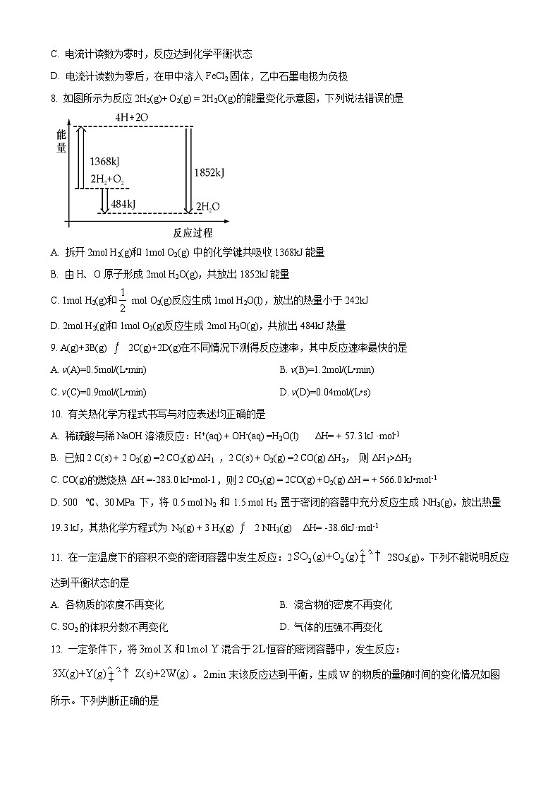 精品解析：福建省福州十五中、格致鼓山中学、教院二附中、福州铜盘中学、福州十中2023-2024学年高二上学期期中联考化学试题（原卷版）第3页