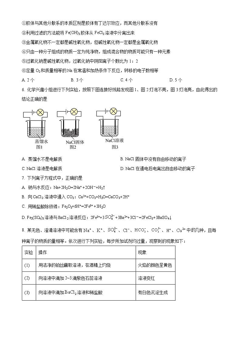 精品解析：安徽省合肥市六校联盟2023-2024学年高一上学期1月期末化学试题（原卷版）第2页