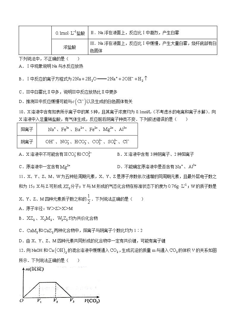 江西省新余市第一中学2023-2024学年高一下学期开学考试化学试卷（Word版附解析）第3页