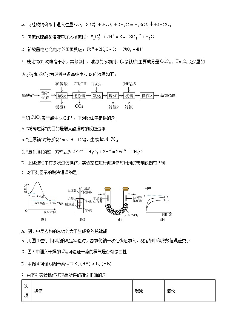 安徽省合肥一六八名校2023-2024学年高三上学期名校名师测评卷（四）化学试卷 Word版含解析02
