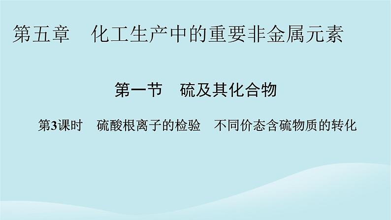 新教材同步系列2024春高中化学第五章化工生产中的重要非金属元素第一节硫及其化合物第3课时硫酸根离子的检验不同价态含硫物质的转化课件新人教版必修第二册01