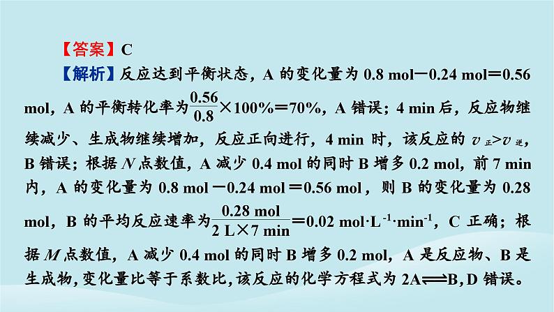 2024春高中化学第六章化学反应与能量同步微专题3化学反应速率与化学平衡的图像问题的分析课件新人教版必修第二册08