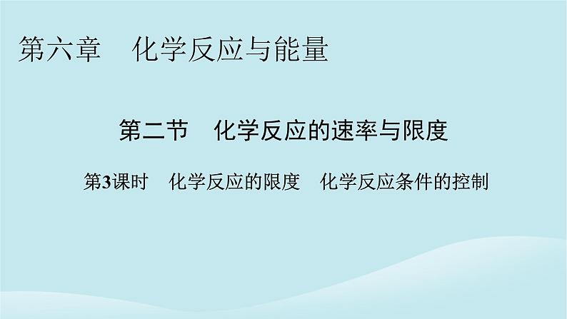 2024春高中化学第六章化学反应与能量第三课时化学反应的限度化学反应条件的控制课件新人教版必修第二册01